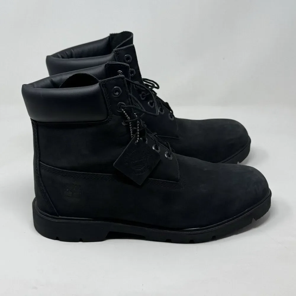 Timberland Premium 6 Inch Waterproof Work Boots Mens 10.5 Black Nubuck Leather